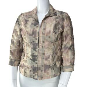 Chicos Womens Size 1 US 8 Elegant Print Petra Jacket Pattern Neutral Multicolor